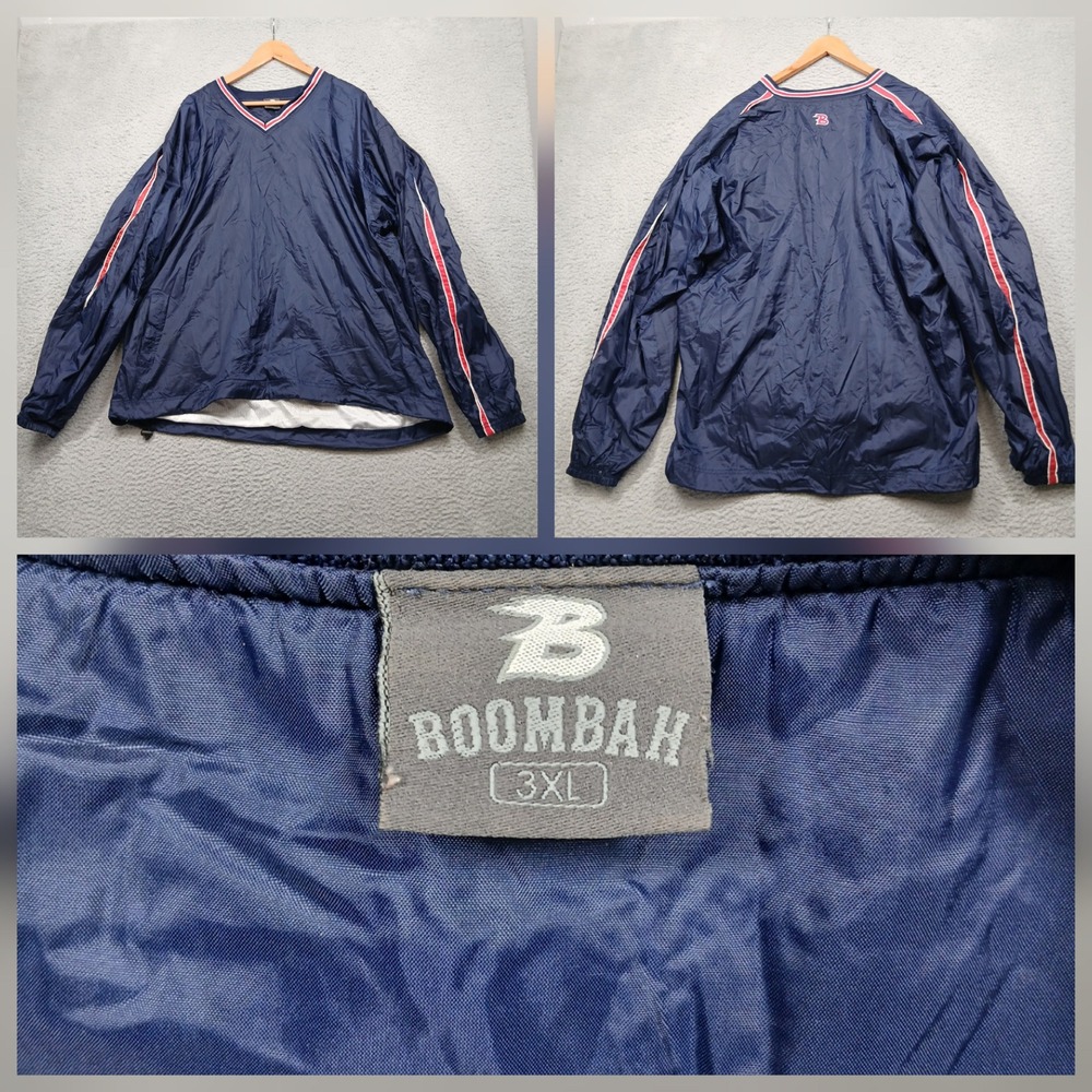 Boombah‎ Pullover Windbreaker Men's 3XL Navy Blue Red Trim Athletic